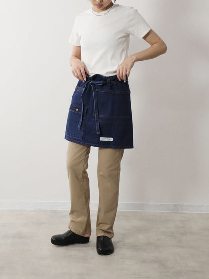 2WAYデニムエプロン　ジンバブエ糸×岡山織りデニム【10オンス】　ブリーチカラー/インディゴカラー　ユニセックス