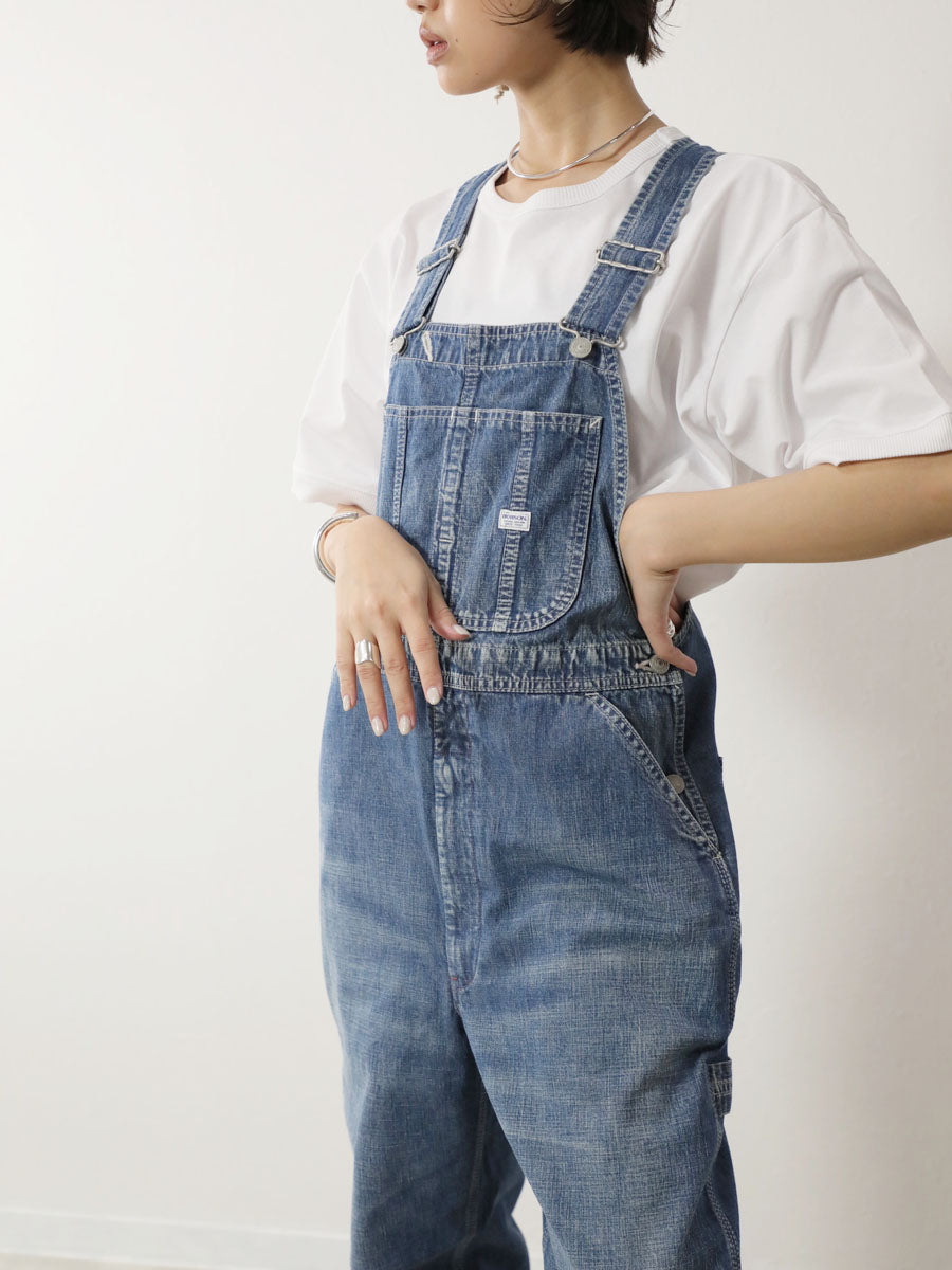 デニムオーバーオール　サロペット　ブリーチカラー　ユニセックス